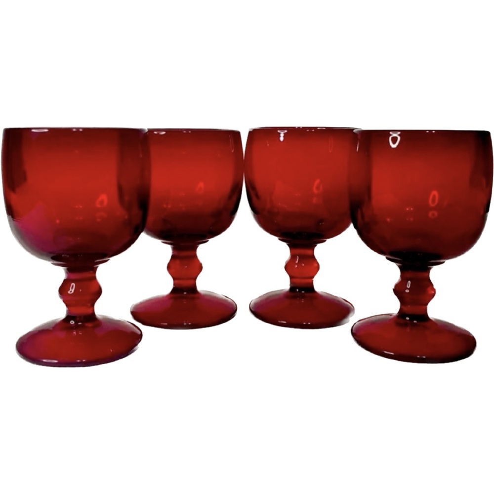 Imperial Hoffman House Vng Ruby Red  Glass . 4. Goblets . 4.1/2 " Water-…